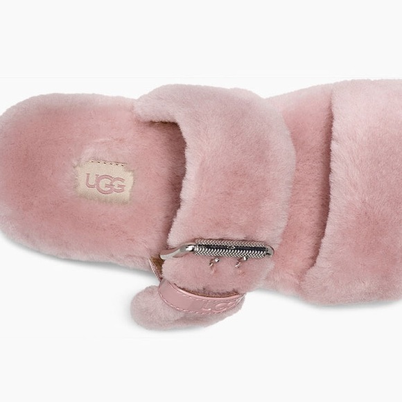 UGG FUZZ YEAH PINK CRYSTAL SANDALS FLUFF FUR - Picture 4 of 6